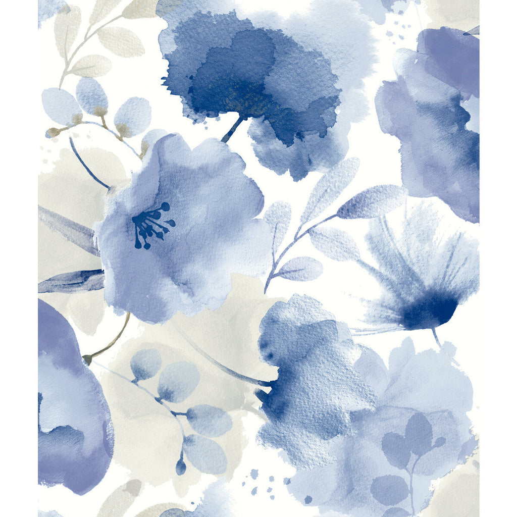 Kravet Design - W4138-5 Blue | Kravet Design | Blooms Second Edition Resource Library | Abstract Botanical & Floral Wallcovering Print