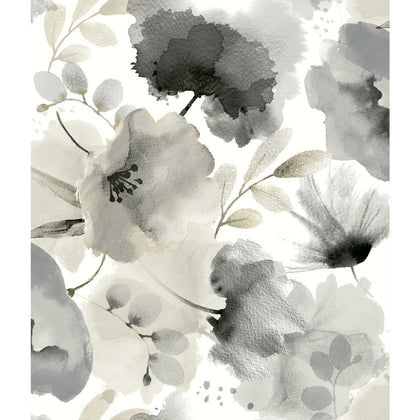 W4138-8 Charcoal | Kravet Design | Blooms Second Edition Resource Library | Abstract Botanical & Floral Wallcovering Print