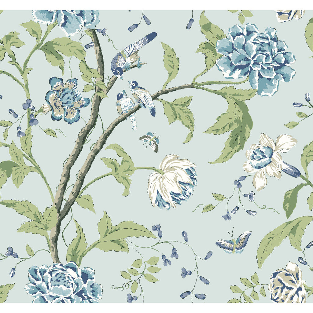 Kravet Design - W4139-15 Light Blue | Kravet Design | Blooms Second Edition Resource Library | Botanical & Floral Metallic Wallcovering Print
