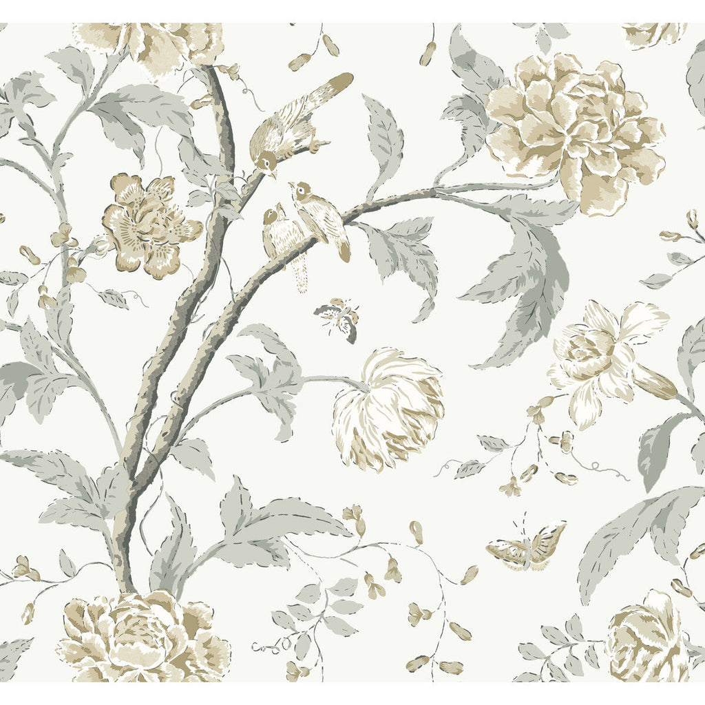 Kravet Design - W4139-1611 Beige | Kravet Design | Blooms Second Edition Resource Library | Botanical & Floral Metallic Wallcovering Print