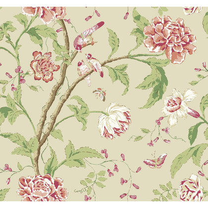 W4139-7 Beige | Kravet Design | Blooms Second Edition Resource Library | Botanical & Floral Metallic Wallcovering Print