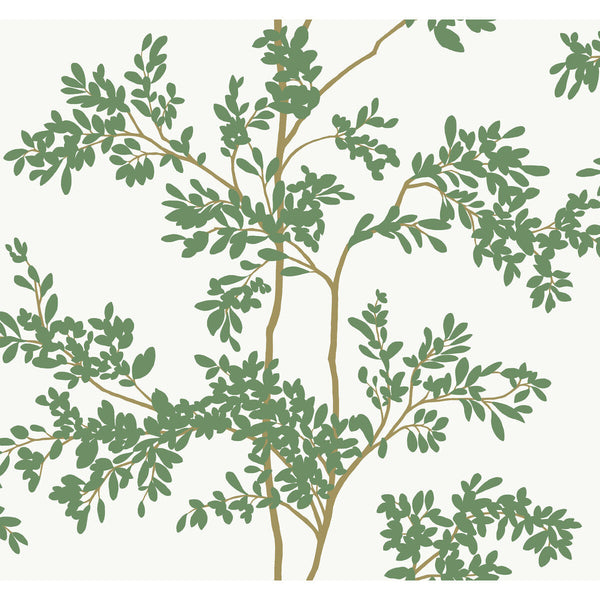 W4141-3 Green | Kravet Design | Blooms Second Edition Resource Library | Botanical & Floral Metallic Wallcovering Print