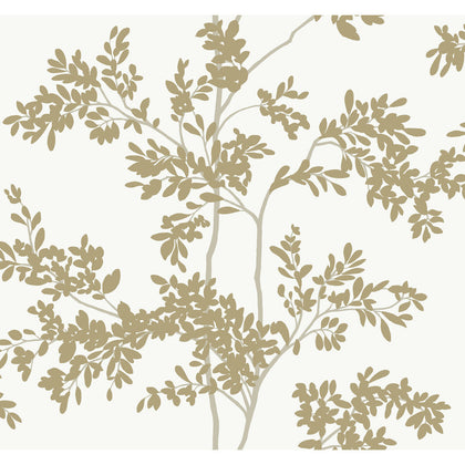 W4141-4 Gold | Kravet Design | Blooms Second Edition Resource Library | Botanical & Floral Metallic Wallcovering Print