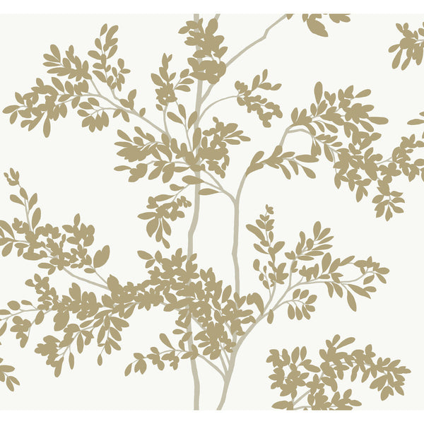 W4141-4 Gold | Kravet Design | Blooms Second Edition Resource Library | Botanical & Floral Metallic Wallcovering Print