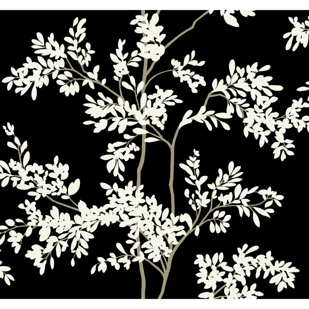 Kravet Design - W4141-81 Black | Kravet Design | Blooms Second Edition Resource Library | Botanical & Floral Metallic Wallcovering Print