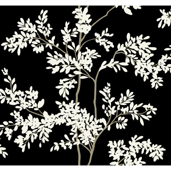 Kravet Design - W4141-81 Black | Kravet Design | Blooms Second Edition Resource Library | Botanical & Floral Metallic Wallcovering Print