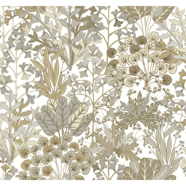 Kravet Design - W4142-106 Neutral | Kravet Design | Blooms Second Edition Resource Library | Botanical & Floral Metallic Wallcovering Print