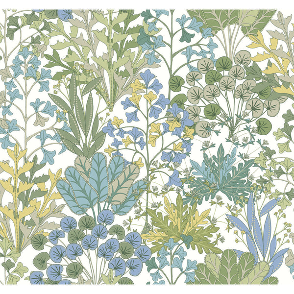 Kravet Design - W4142-153 Green | Kravet Design | Blooms Second Edition Resource Library | Botanical & Floral Metallic Wallcovering Print
