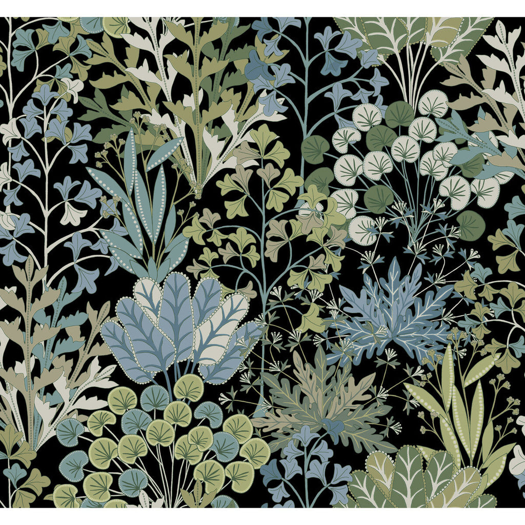 Kravet Design - W4142-830 Black | Kravet Design | Blooms Second Edition Resource Library | Botanical & Floral Metallic Wallcovering Print