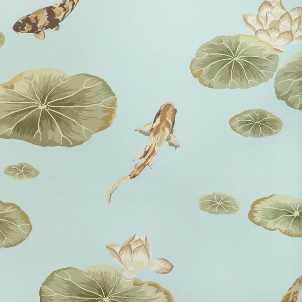 Lotus Pond Wp - Freshwater Olive Green | Kravet Couture | Casa Botanica Wallcovering | Animal/Insects Botanical & Floral Wallcovering Print