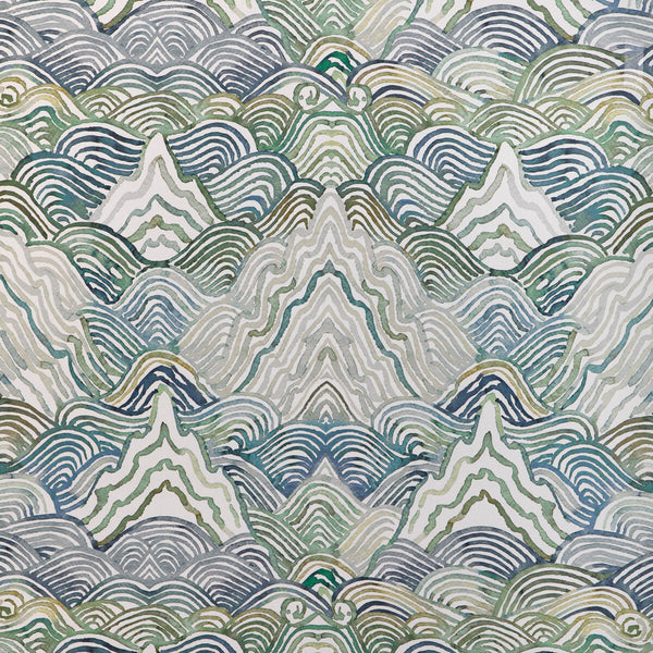 Shangri La Wp - Verde Blue | Kravet Couture | Casa Botanica Wallcovering | Abstract Wallcovering Print