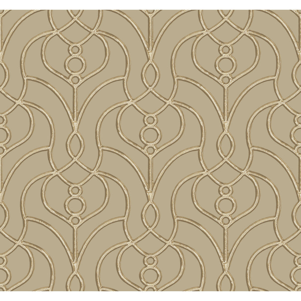 Kravet Design - W4161-106 Taupe | Kravet Design | Candice Olson Casual Elegance |Lattice/Scrollwork Wallcovering Print
