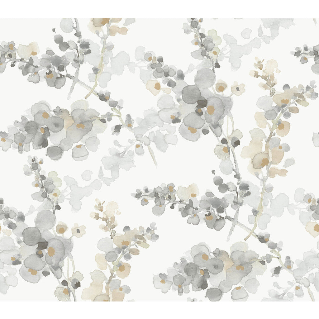 Kravet Design - W4165-11 Grey | Kravet Design | Candice Olson Casual Elegance | Botanical & Floral Metallic Wallcovering Print