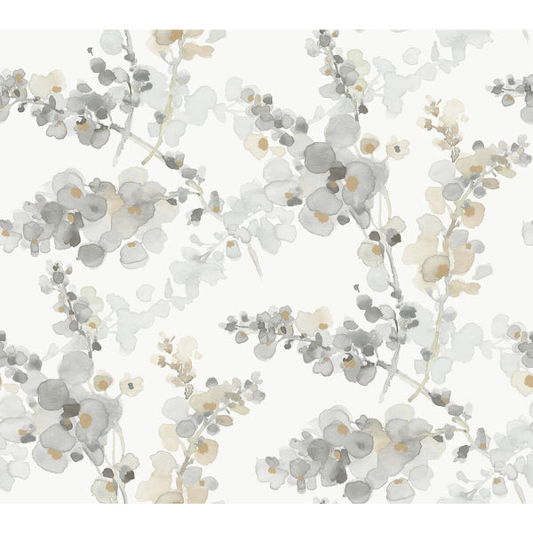 Kravet Design - W4165-11 Grey | Kravet Design | Candice Olson Casual Elegance | Botanical & Floral Metallic Wallcovering Print