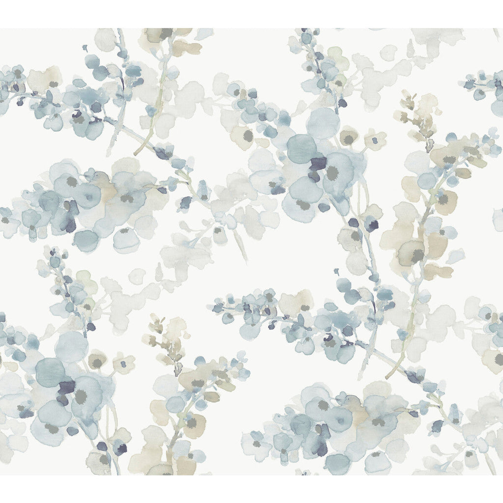 Kravet Design - W4165-511 Blue | Kravet Design | Candice Olson Casual Elegance | Botanical & Floral Metallic Wallcovering Print
