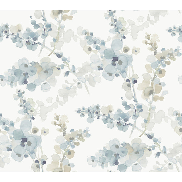 Kravet Design - W4165-511 Blue | Kravet Design | Candice Olson Casual Elegance | Botanical & Floral Metallic Wallcovering Print
