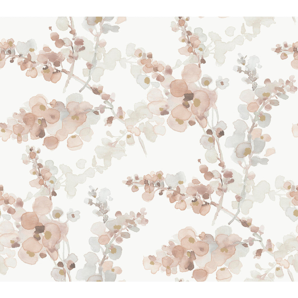 Kravet Design - W4165-711 Pink | Kravet Design | Candice Olson Casual Elegance | Botanical & Floral Metallic Wallcovering Print