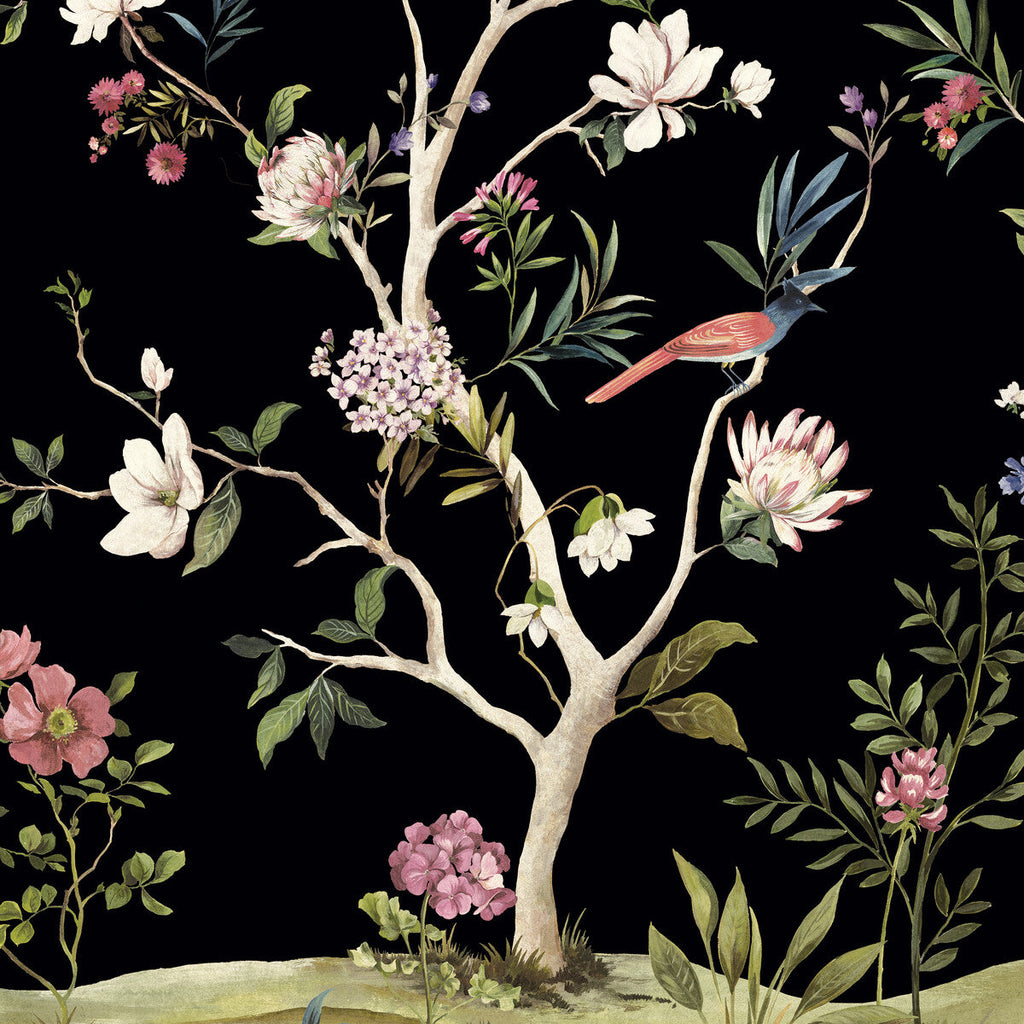 Kravet Design - W4172-816 Black | Kravet Design | Panel Designs | Animal/Insects Botanical & Floral Wallcovering Print