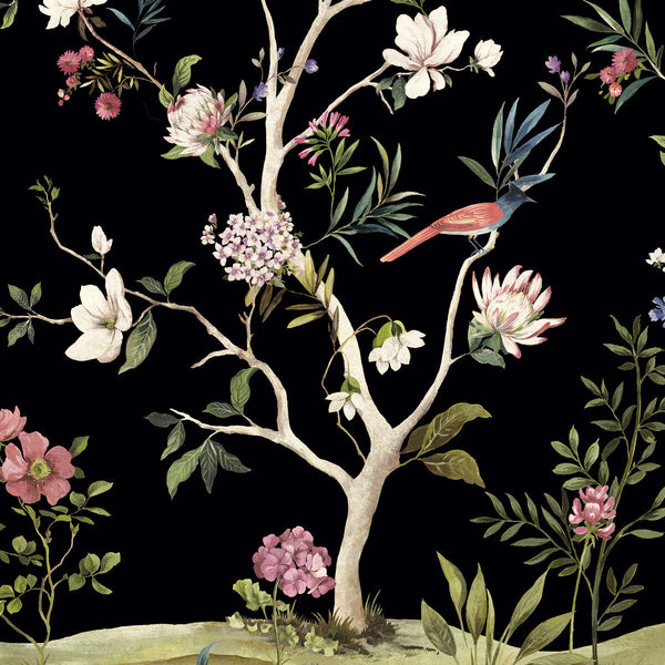 Kravet Design - W4172-816 Black | Kravet Design | Panel Designs | Animal/Insects Botanical & Floral Wallcovering Print