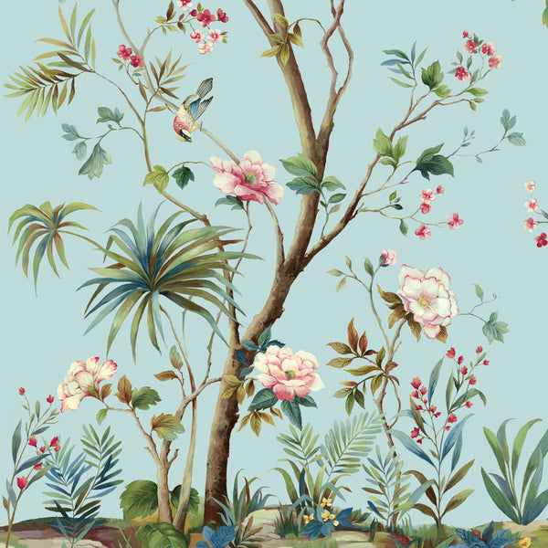 Kravet Design - W4173-519 Blue | Kravet Design | Panel Designs | Animal/Insects Botanical & Floral Wallcovering Print