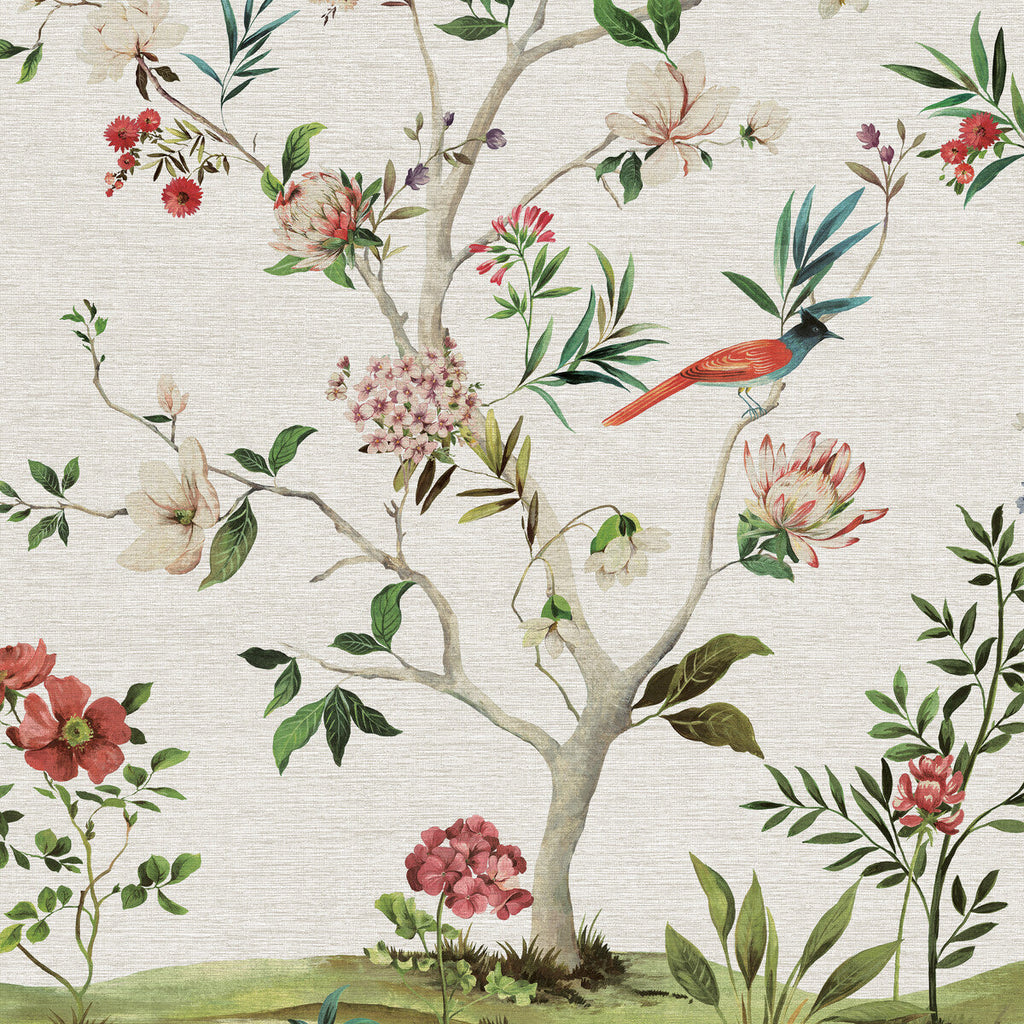 Kravet Design - W4174-319 Red | Kravet Design | Panel Designs | Botanical & Floral Metallic Wallcovering Grasscloth