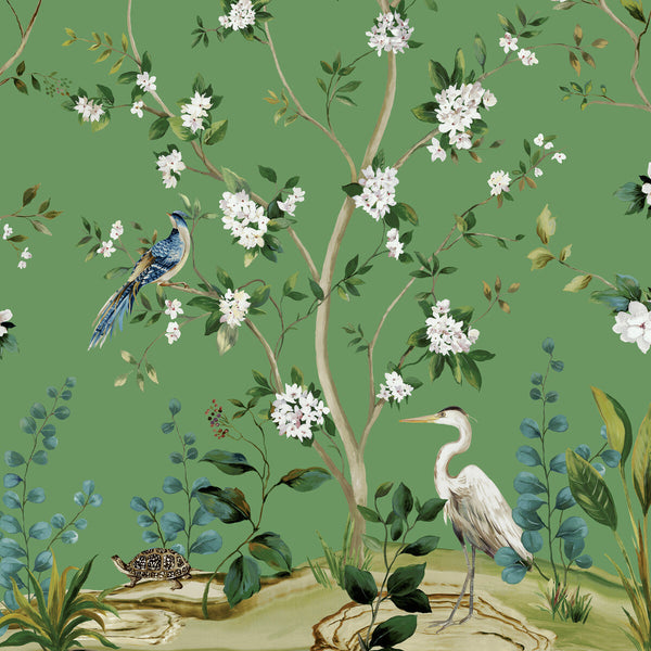 Kravet Design - W4176-315 Green | Kravet Design | Panel Designs | Animal/Insects Botanical & Floral Wallcovering Print