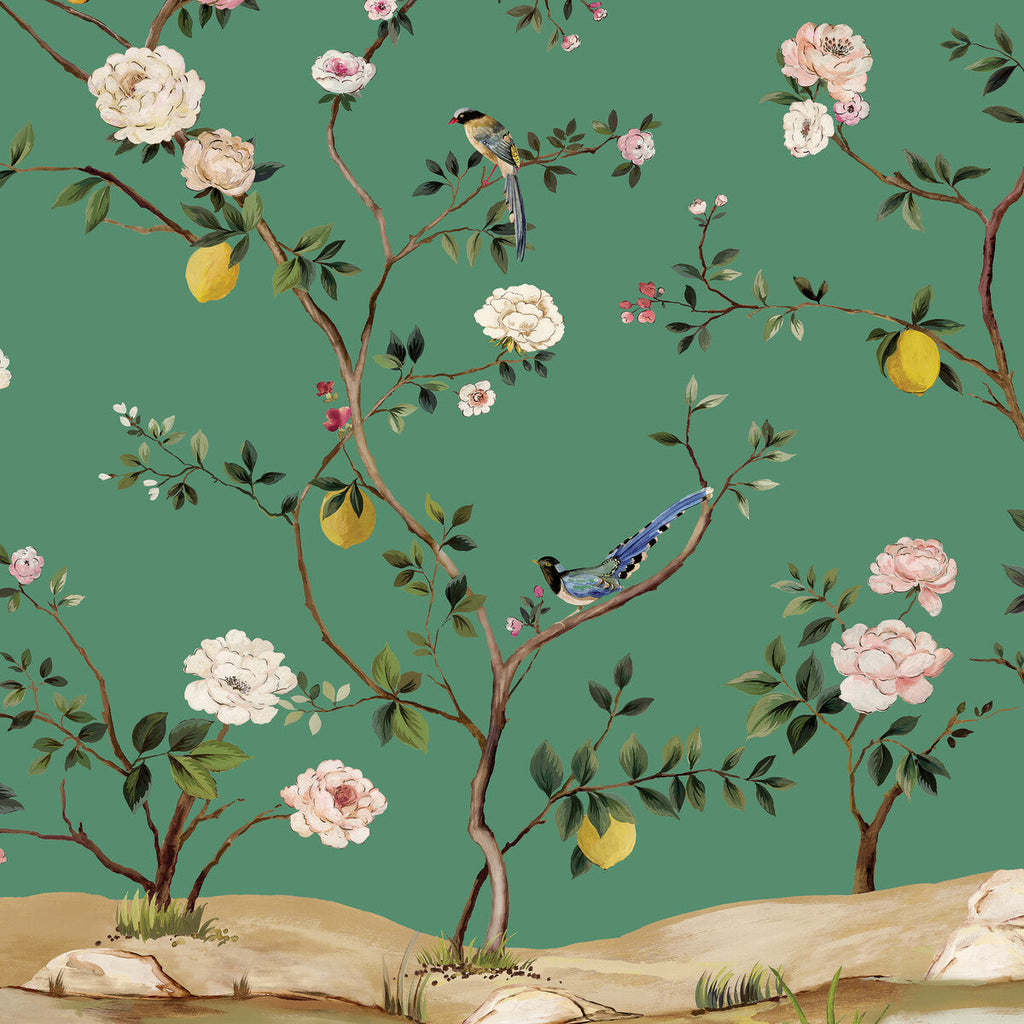 Kravet Design - W4177-340 Green | Kravet Design | Panel Designs | Animal/Insects Botanical & Floral Wallcovering Print