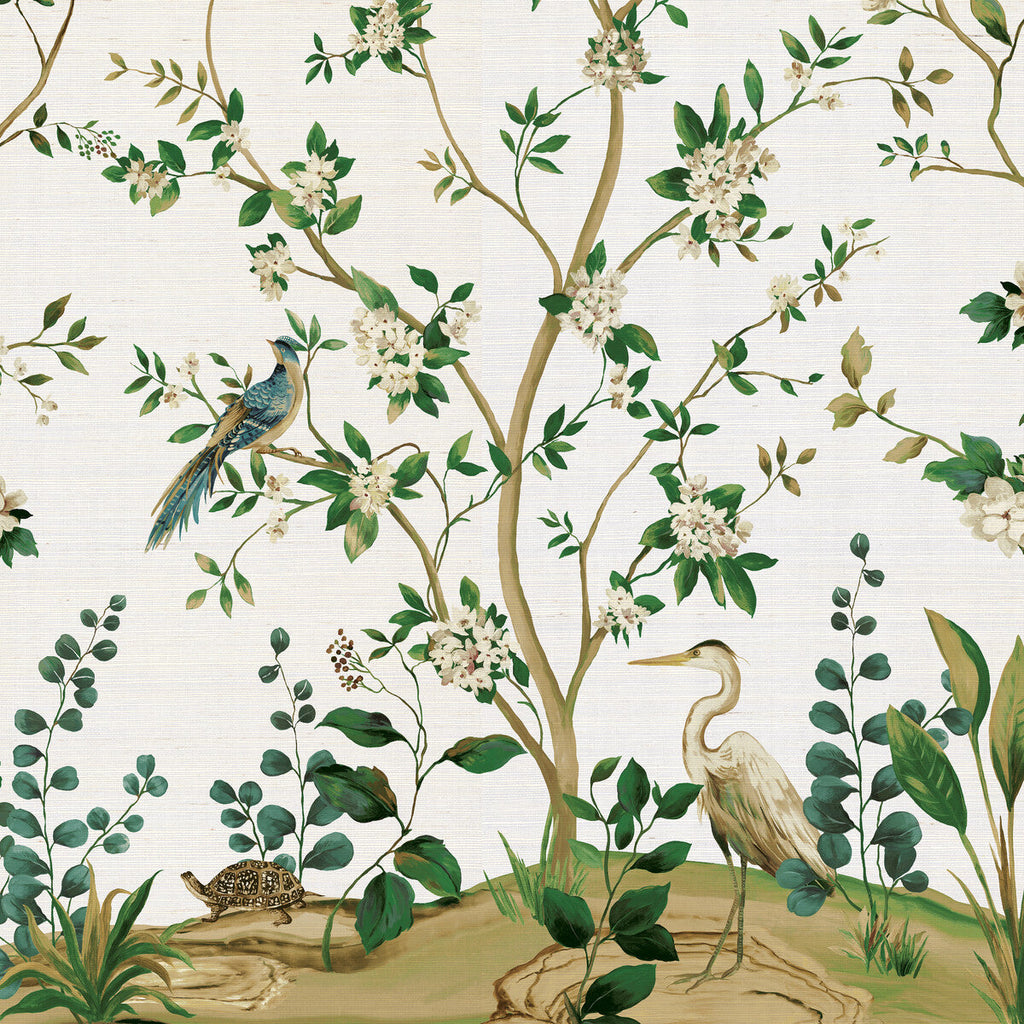 Kravet Design - W4189-316 Green | Kravet Design | Panel Designs | Botanical & Floral Metallic Wallcovering Grasscloth