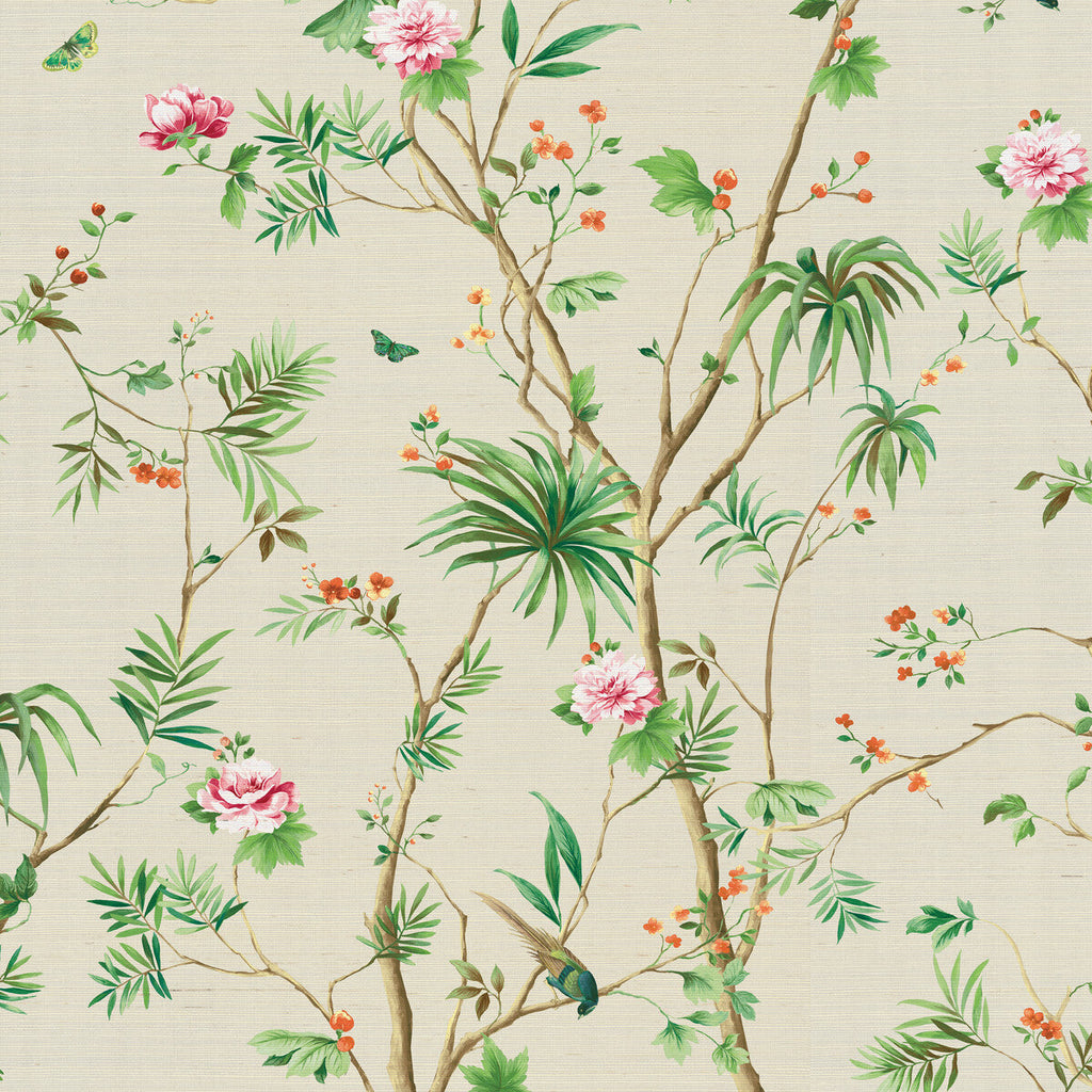 Kravet Design - W4194-716 Pink | Kravet Design | Panel Designs | Botanical & Floral Wallcovering Grasscloth
