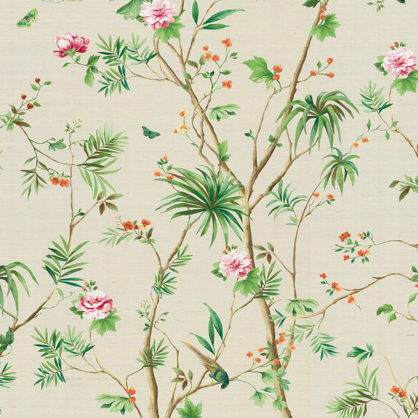 Kravet Design - W4194-716 Pink | Kravet Design | Panel Designs | Botanical & Floral Wallcovering Grasscloth
