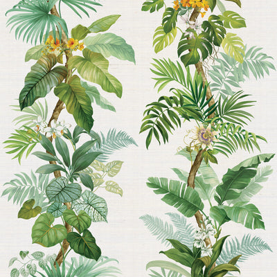 W4195-3 Green | Kravet Design | Panel Designs | Botanical & Floral Wallcovering Grasscloth