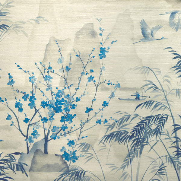 Kravet Design - W4205-511 Blue | Kravet Design | Studio Collection |Chinoiserie Botanical & Floral Wallcovering Print