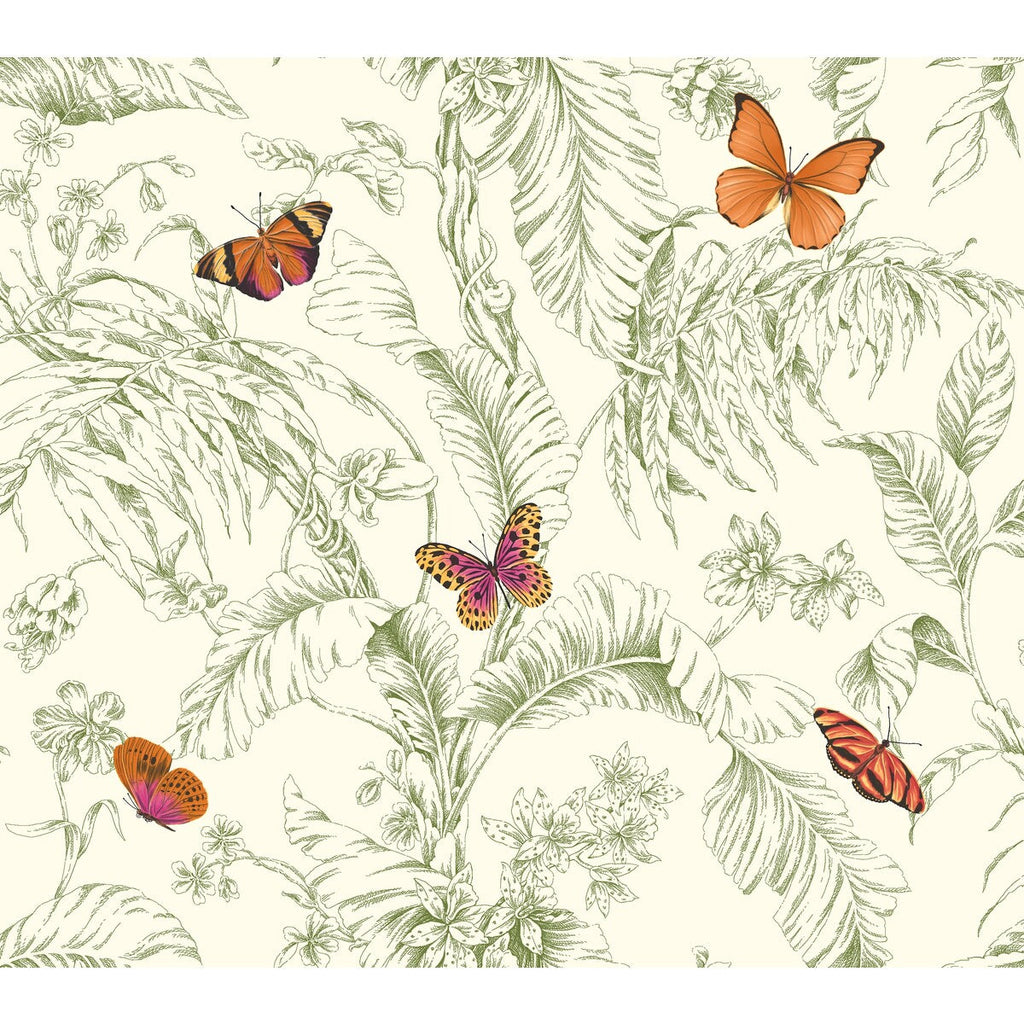 Kravet Design - W4234-312 Green | Kravet Design | Toiles Resource Library | Animal/Insects Botanical & Floral Wallcovering Print