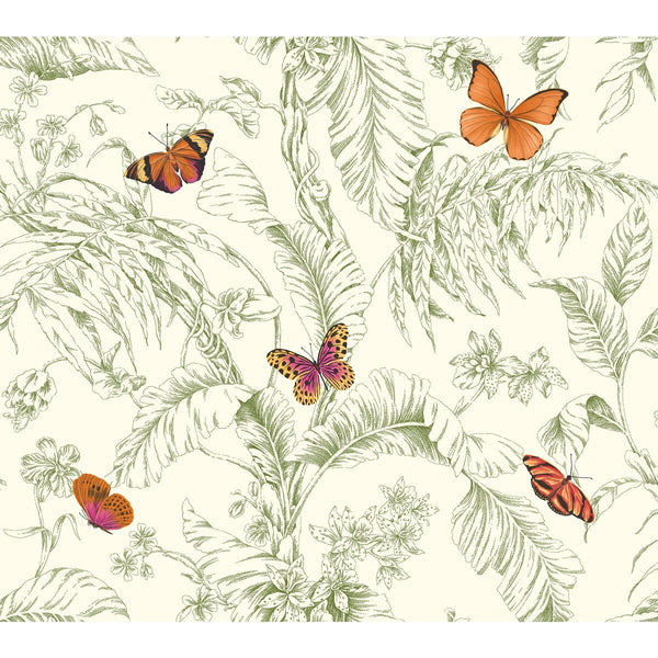 Kravet Design - W4234-312 Green | Kravet Design | Toiles Resource Library | Animal/Insects Botanical & Floral Wallcovering Print