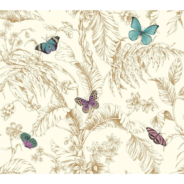 Kravet Design - W4234-413 Green | Kravet Design | Toiles Resource Library | Animal/Insects Botanical & Floral Wallcovering Print