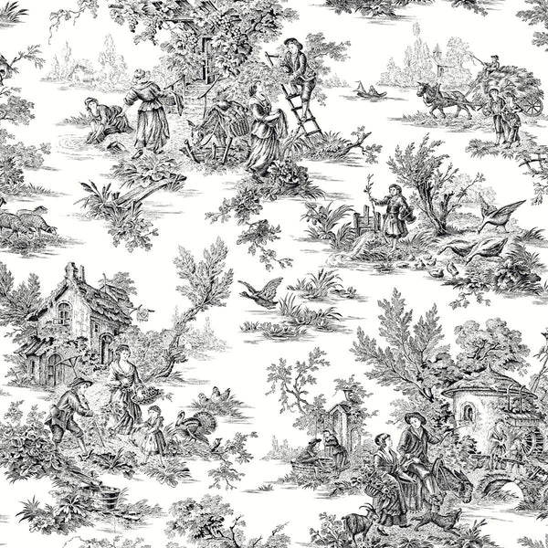 W4235-8 Black | Kravet Design | Toiles Resource Library | Toile Wallcovering Print