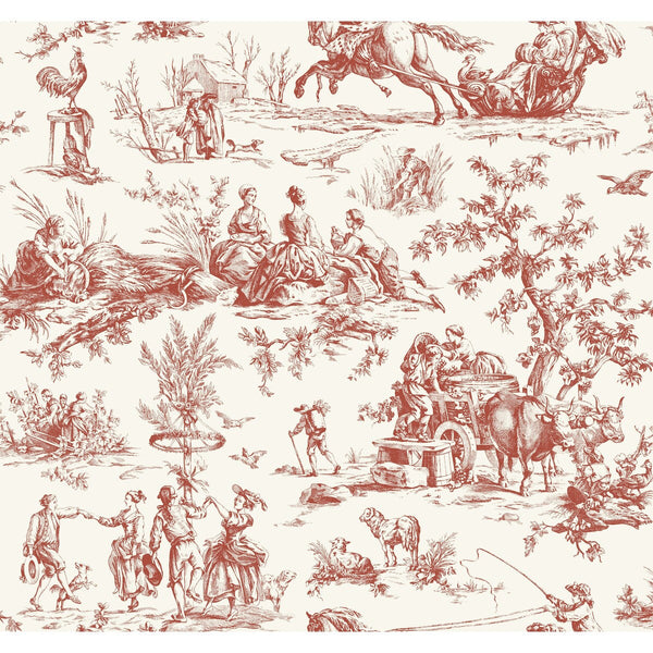 W4237-9 Dark Blue | Kravet Design | Toiles Resource Library | Toile Wallcovering Print