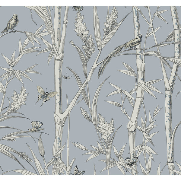 W4238-5 Light Blue | Kravet Design | Toiles Resource Library | Animal/Insects Botanical & Floral Wallcovering Print