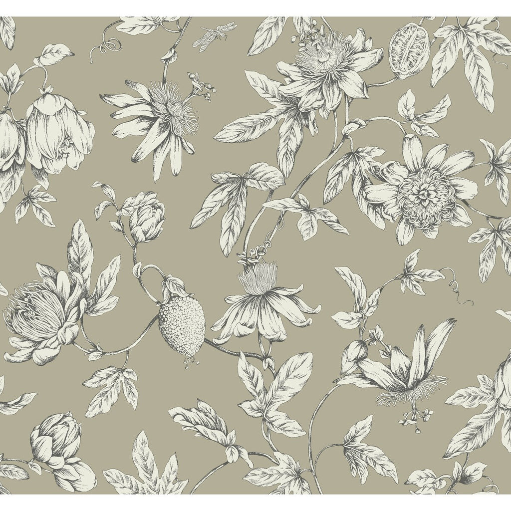 Kravet Design - W4240-106 Taupe | Kravet Design | Toiles Resource Library | Botanical & Floral Wallcovering Print