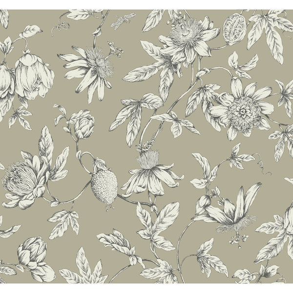 Kravet Design - W4240-106 Taupe | Kravet Design | Toiles Resource Library | Botanical & Floral Wallcovering Print