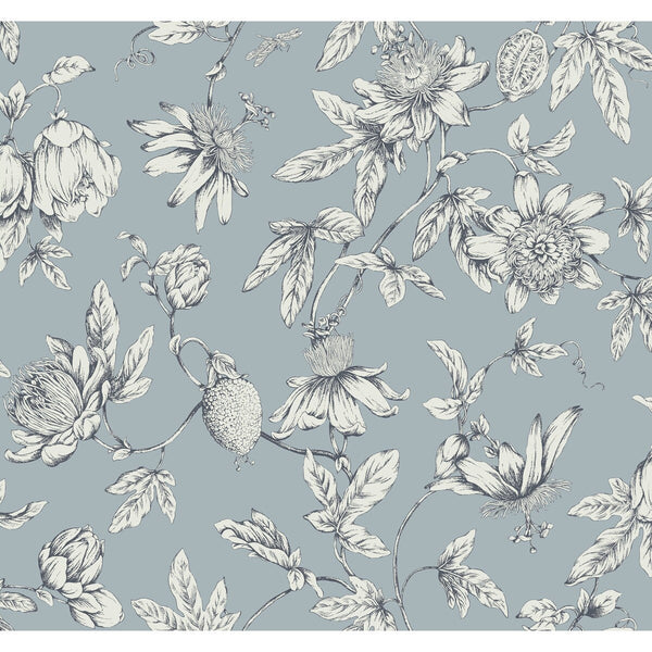 Kravet Design - W4240-15 Light Blue | Kravet Design | Toiles Resource Library | Botanical & Floral Wallcovering Print