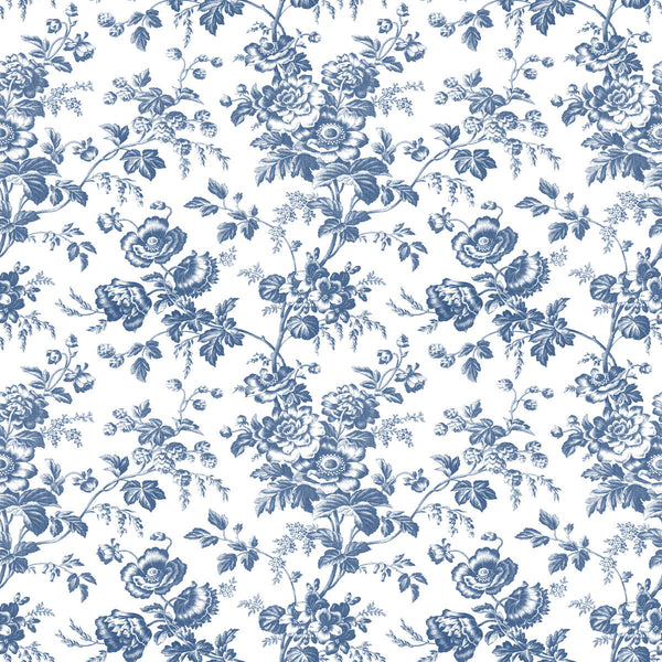 W4243-5 Blue | Kravet Design | Toiles Resource Library | Botanical & Floral Wallcovering Print