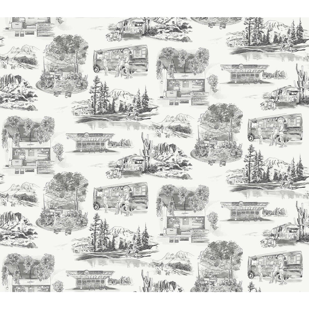 Kravet Design - W4245-1121 Grey | Kravet Design | Toiles Resource Library | Novelty Toile Wallcovering Print