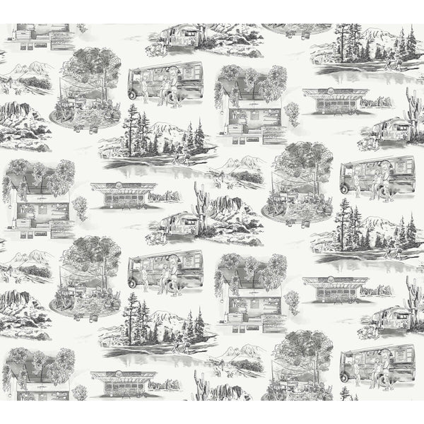 Kravet Design - W4245-1121 Grey | Kravet Design | Toiles Resource Library | Novelty Toile Wallcovering Print