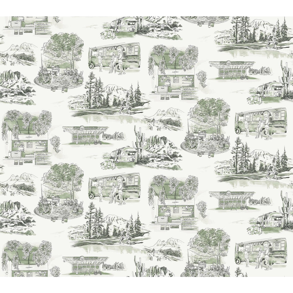 Kravet Design - W4245-31 Green | Kravet Design | Toiles Resource Library | Novelty Toile Wallcovering Print