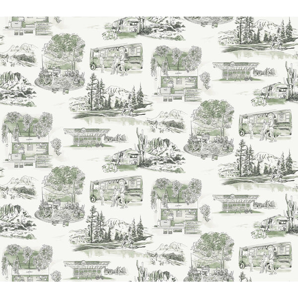 Kravet Design - W4245-31 Green | Kravet Design | Toiles Resource Library | Novelty Toile Wallcovering Print