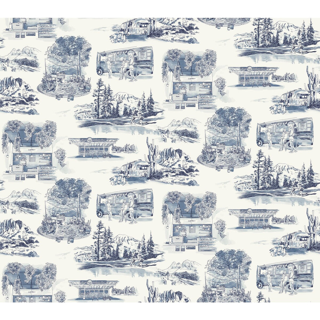Kravet Design - W4245-51 Blue | Kravet Design | Toiles Resource Library | Novelty Toile Wallcovering Print