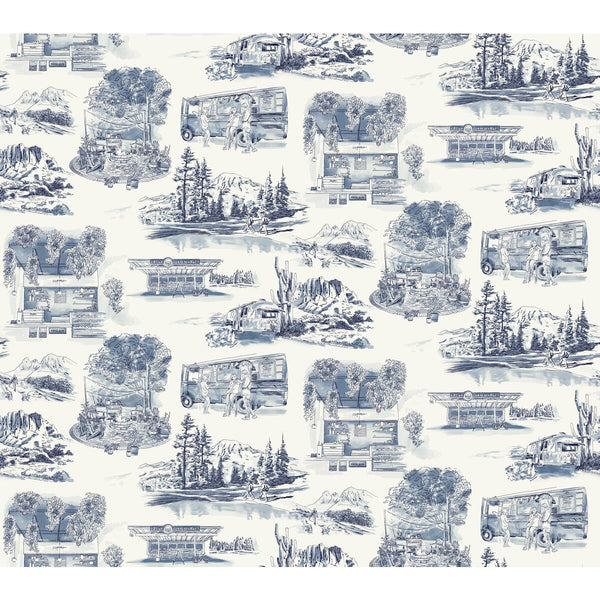 Kravet Design - W4245-51 Blue | Kravet Design | Toiles Resource Library | Novelty Toile Wallcovering Print