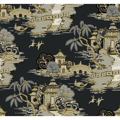 Kravet Design - W4247-84 Black | Kravet Design | Toiles Resource Library |Chinoiserie Toile Wallcovering Print