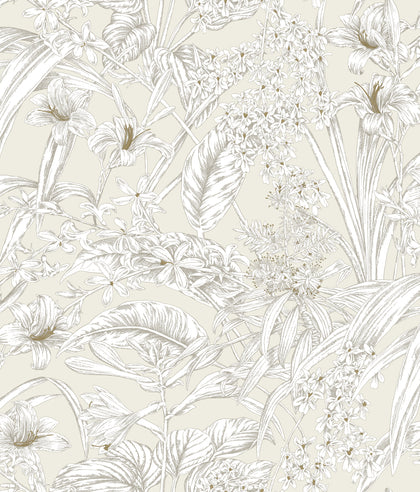 W4248-1 Ivory | Kravet Design | Toiles Resource Library | Botanical & Floral Toile Wallcovering Print
